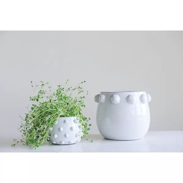 imageCreative CoOp White Terracotta Planter with Bubble Design at Top
