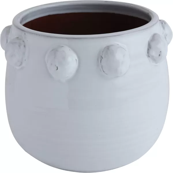 imageCreative CoOp White Terracotta Planter with Bubble Design at Top