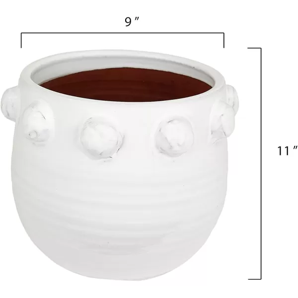 imageCreative CoOp White Terracotta Planter with Bubble Design at Top