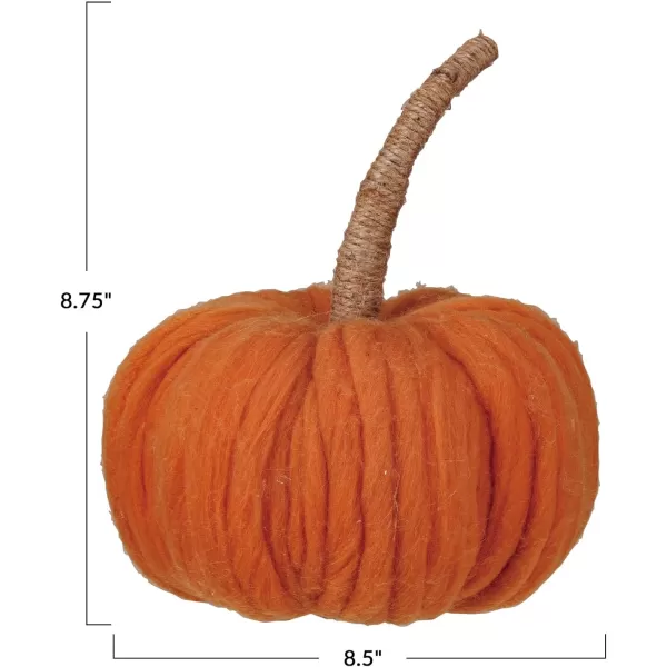 imageCreative CoOp Wide Wool Pumpkin with Jute Wrapped Stem Orange