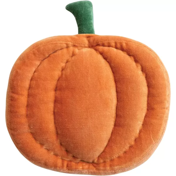 imageCreative CoOp Woven Cotton Velvet Pumpkin Shaped Pillow with Jute Rope Embroidery Orange Green