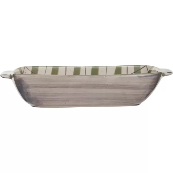 imageCreative CoOp 1 Quart Stoneware Baking Dish with Plaid Pattern and Speckles Cream and Grey