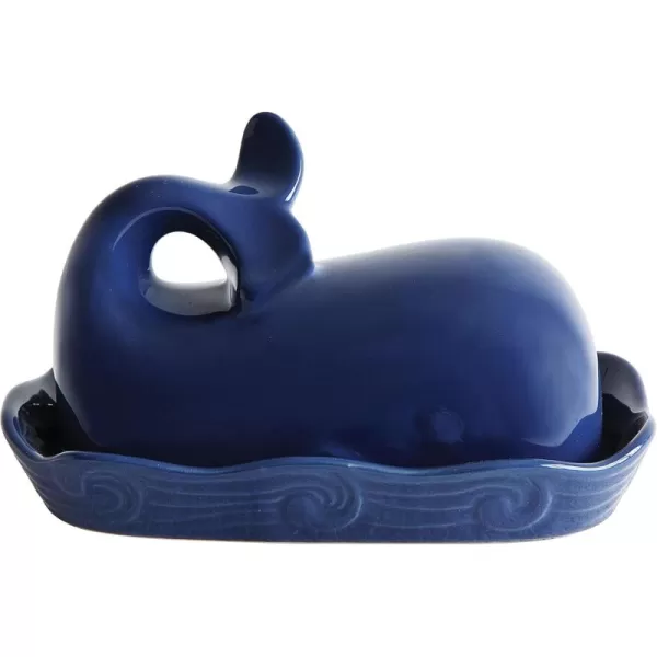 imageCreative CoOp Aqua Blue Whale Shaped Butter DishNavy