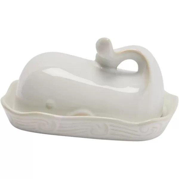 imageCreative CoOp Aqua Blue Whale Shaped Butter DishWhite