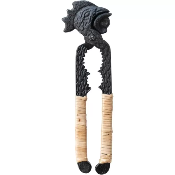 imageCreative CoOp Cast Metal Rooster Nutcracker with Bamboo Handles Natural