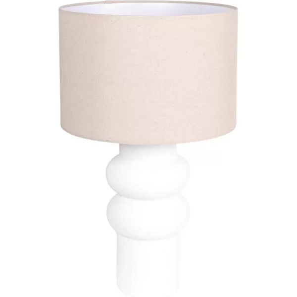 imageCreative CoOp DF6659 Stoneware Table Lamp with Linen Shade White Volcano Finish Lighting Portable 15quot L x 15quot W x 25quot H