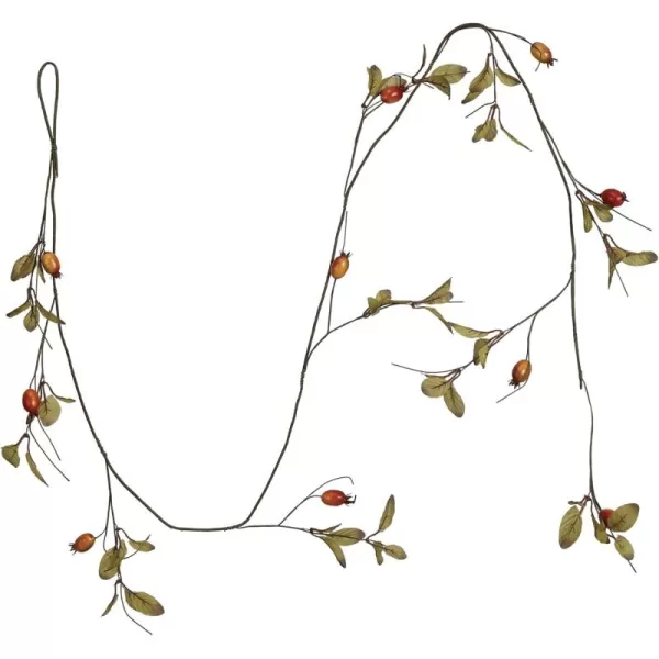 imageCreative CoOp Faux Rose Hip Garland Green and Orange Color