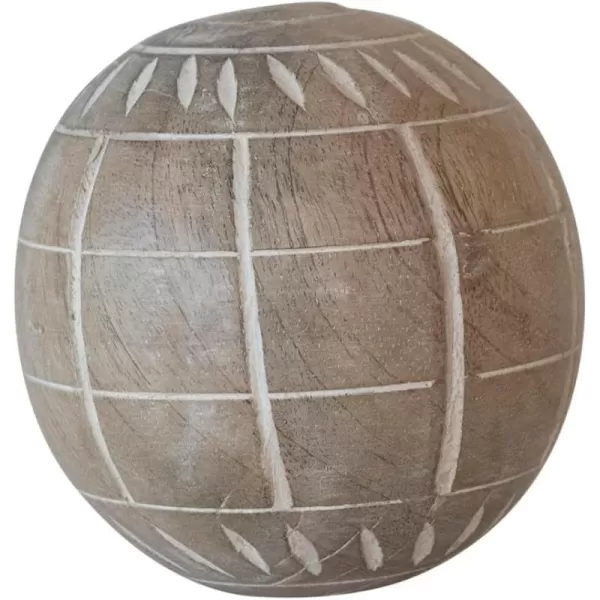 imageCreative CoOp HandCarved Mango Wood Ball Decor with Pattern White
