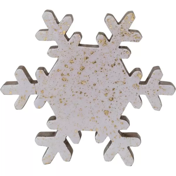 imageCreative CoOp Handmade Enameled Mango Wood Snowflake with Gold Splatter Cream and Gold