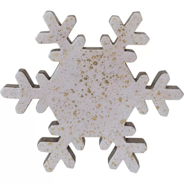 imageCreative CoOp Large Handmade Enameled Mango Wood Snowflake with Gold Splatter Cream and Gold