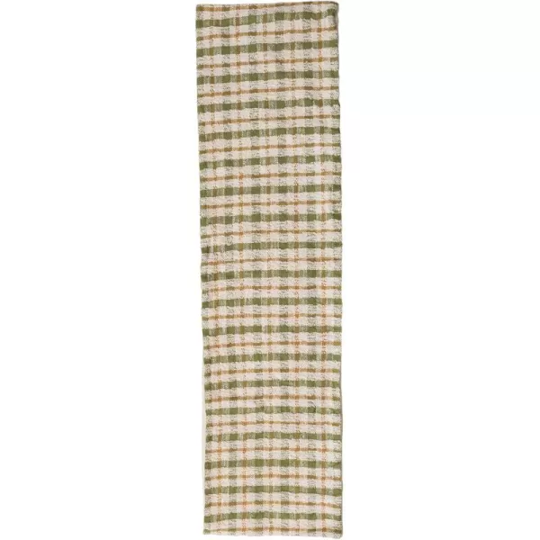 imageCreative CoOp Plaid Woven Cotton Table Runner Cream Color Green and Yellow