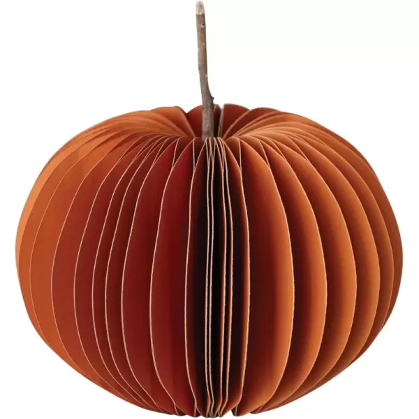 imageCreative CoOp Round Paper Folding Honeycomb Pumpkin with Dried Natural Twig Stem Orange Color