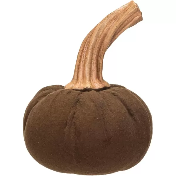 imageCreative CoOp Small Flocked Resin Pumpkin with Stone Powder Brown