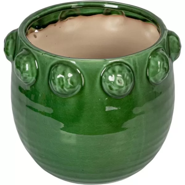 imageCreative CoOp TerraCotta Planter with Raised Dots Matte TerracottaGreen