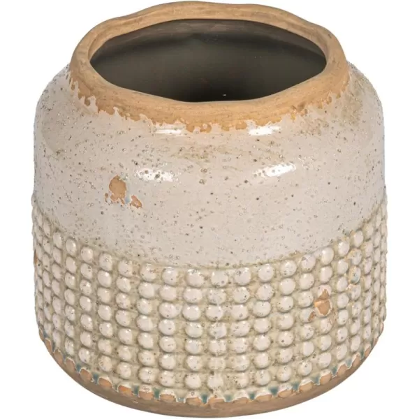 imageCreative CoOp Terracotta Hobnail Planter with Organically Shaped Edge Distressed Light Blue