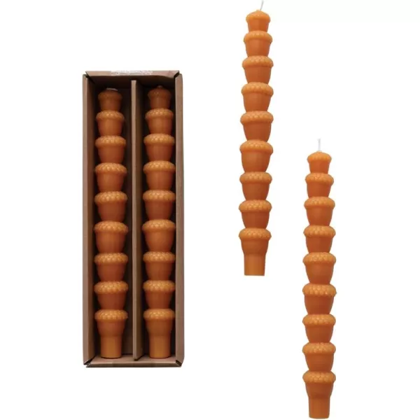 imageCreative CoOp Unscented Acorn Shaped Taper Candles in Box Orange Set of 2