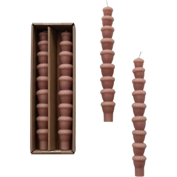 imageCreative CoOp Unscented Acorn Shaped Taper Candles in Box Tan Set of 2