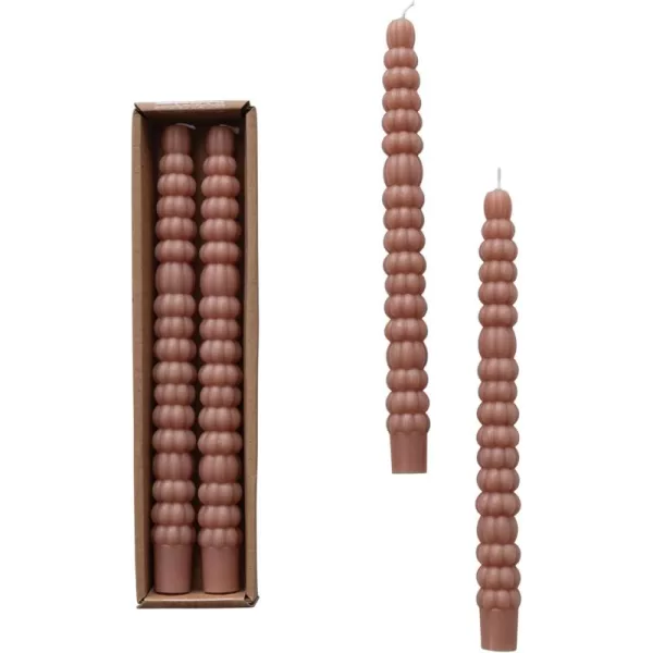 imageCreative CoOp Unscented Pumpkin Shaped Taper Candles in Box Ivory Color Set of 2Tan