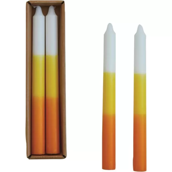 imageCreative CoOp Unscented Taper Candles in Box White Yellow and Orange Color Set of 2