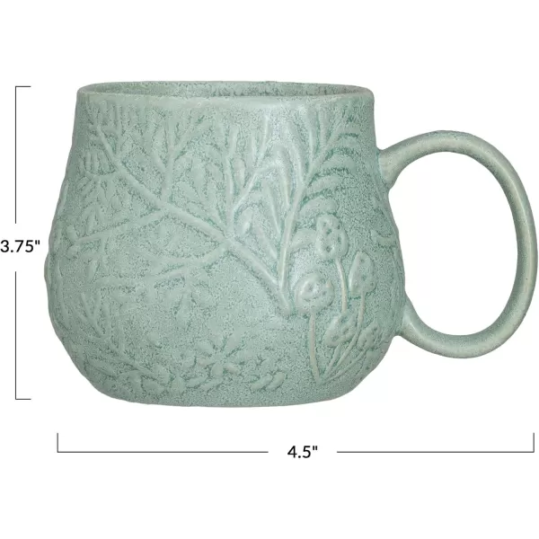 imageCreative CoOp 16 oz Embossed Stoneware Mug with Botanicals and Reactive Glaze Sage