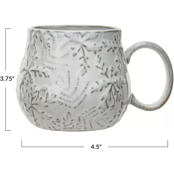 imageCreative CoOp 16 oz Embossed Stoneware Mug with Snowflakes White
