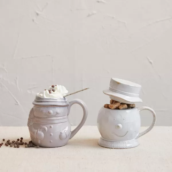 imageCreative CoOp 16 oz Stoneware Snowman Shaped Mug Antique White