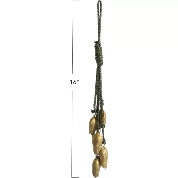 imageCreative CoOp 16quot H Hanging Metal Bells with Rope Hanger Antique Gold Finish Green