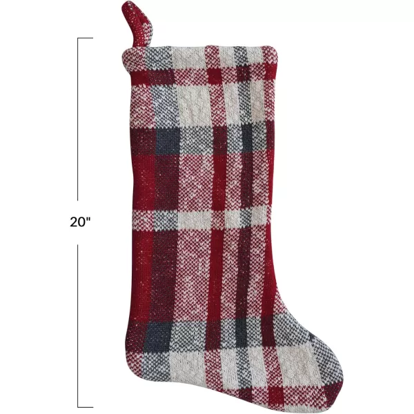 imageCreative CoOp 20quot H Cotton Slub Knit Stocking Multi Color Plaid