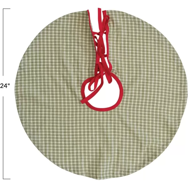 imageCreative CoOp 24quot Round Cotton wRed Ties Green Plaid Tree Skirt