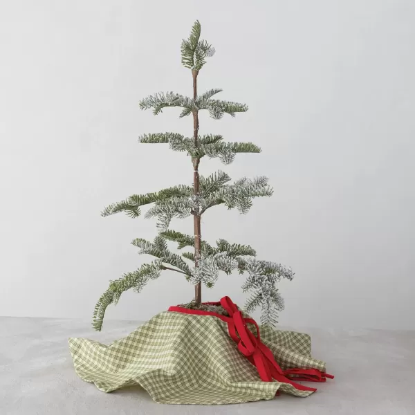 imageCreative CoOp 24quot Round Cotton wRed Ties Green Plaid Tree Skirt