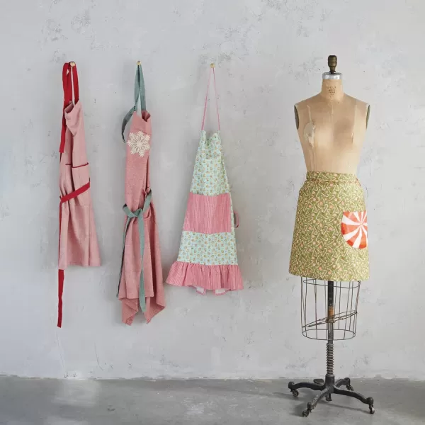 imageCreative CoOp 32quot L x 28quot W Woven Cotton Apron wPocket Red