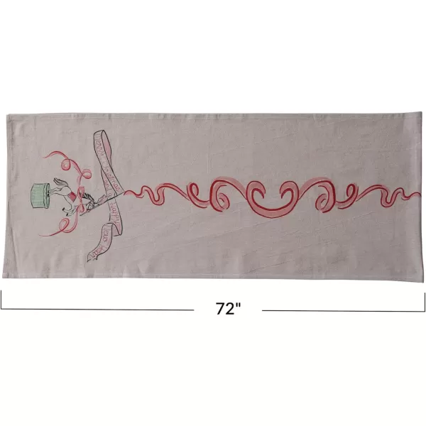 imageCreative CoOp Cotton Chambray Printed Table Runner with Carousel Horse and Ribbon Design Multicolor