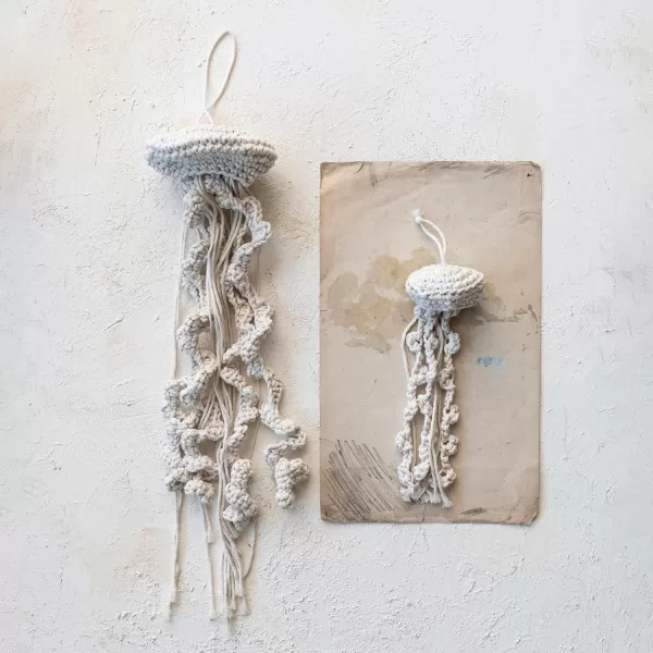 imageCreative CoOp Cotton Macrame Jellyfish Ornament Natural