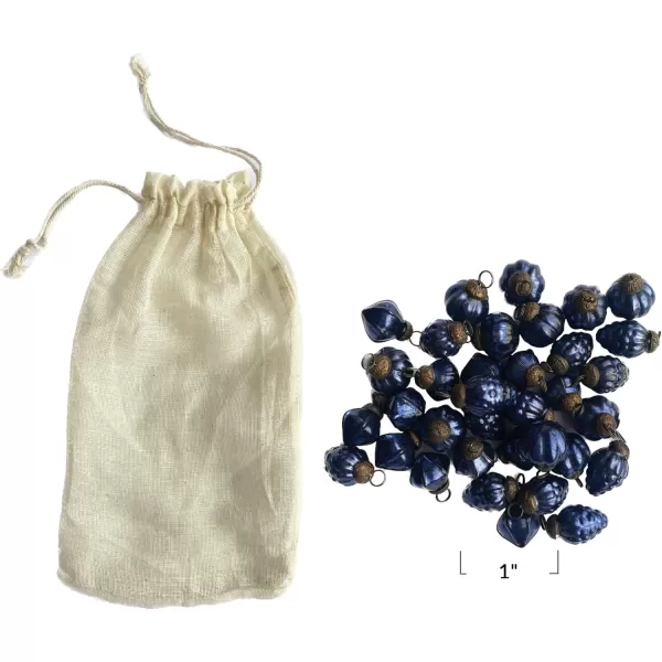 imageCreative CoOp Embossed Mercury Glass Ornaments in Muslin Bag Green and Gold Set of 36Blue