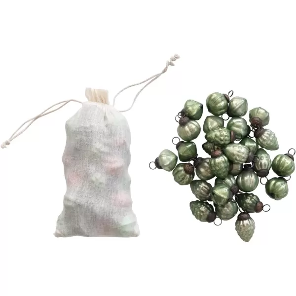 imageCreative CoOp Embossed Mercury Glass Ornaments in Muslin Bag Green and Gold Set of 36Green