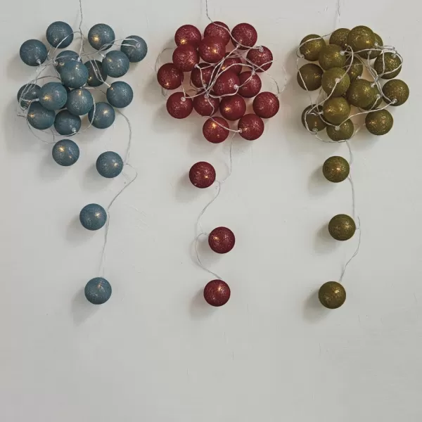 imageCreative CoOp Fabric String Ball Lights with Plastic Cord and 20 Lights Burgundy