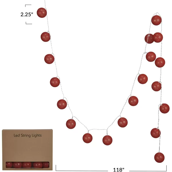 imageCreative CoOp Fabric String Ball Lights with Plastic Cord and 20 Lights Burgundy