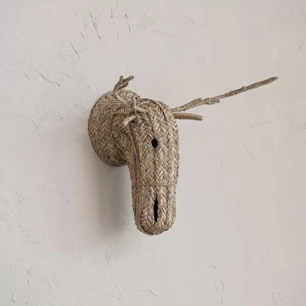 imageCreative CoOp HandWoven Seagrass Deer Head Wall Dcor Natural