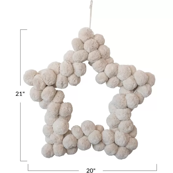 imageCreative CoOp Handmade Metal and Wool Pom Pom Star Shaped Wreath Natural