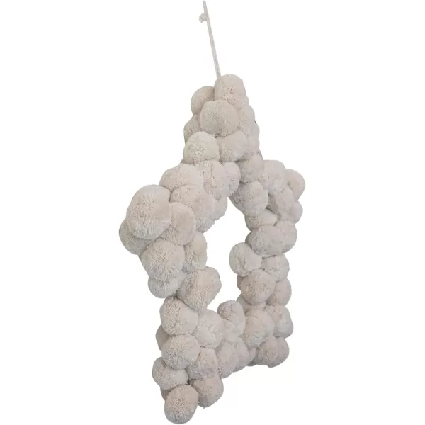 imageCreative CoOp Handmade Metal and Wool Pom Pom Star Shaped Wreath Natural