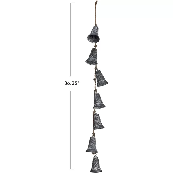 imageCreative CoOp Hanging Galvanized Metal Bells on Jute Rope Silver