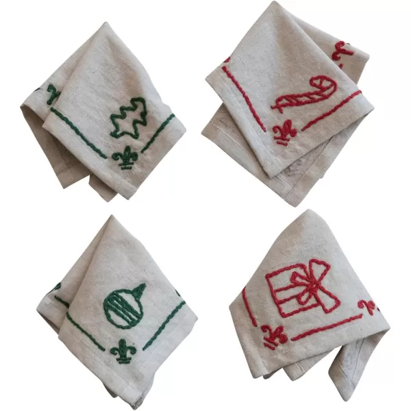 imageCreative CoOp Holiday Icon Cocktail Napkins Cotton and Linen Blend Multicolor Set of 4