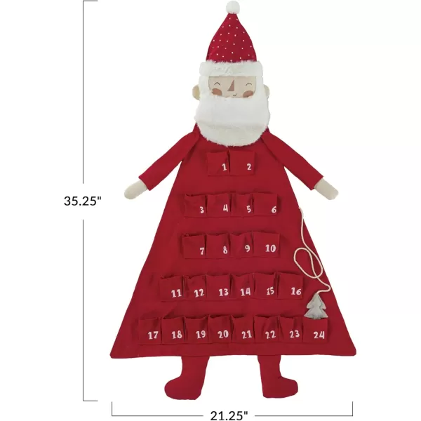 imageCreative CoOp Jolly Santa Fabric Advent Calendar Red and White
