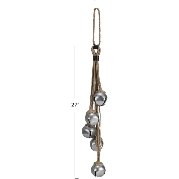 imageCreative CoOp Jute Rope Door Hanger with 5 Jingle Bells Silver Finish