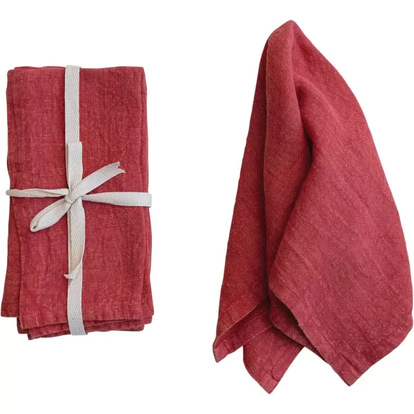 imageCreative CoOp Large Stonewashed Linen Cocktail Napkins Red Set of 4