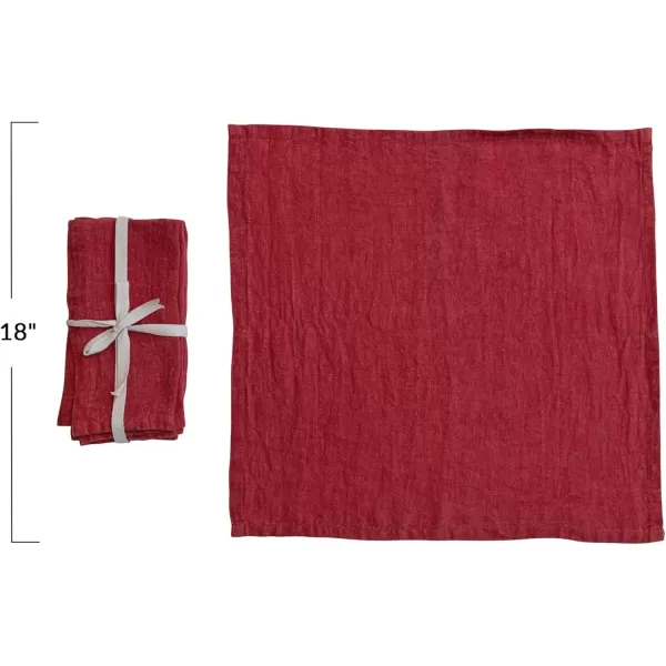 imageCreative CoOp Large Stonewashed Linen Cocktail Napkins Red Set of 4