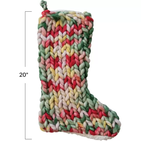 imageCreative CoOp Multicolor HandWoven Acrylic Knit Stocking with Sherpa Back