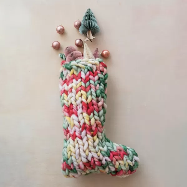 imageCreative CoOp Multicolor HandWoven Acrylic Knit Stocking with Sherpa Back