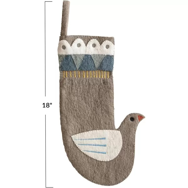 imageCreative CoOp Multicolor Wool Felt Dove Shaped Stocking with Applique and Embroidery