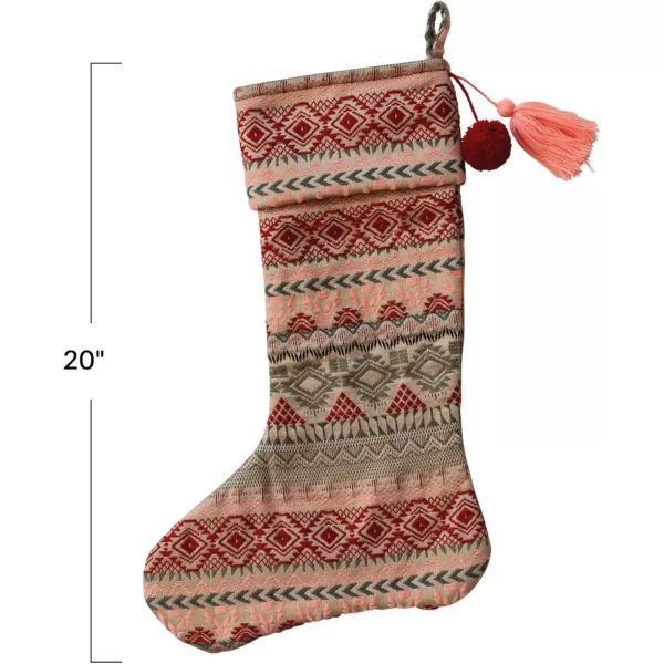 imageCreative CoOp Multicolor Woven Acrylic Jacquard Stocking with Pattern Thread Embroidery Tassel Pom